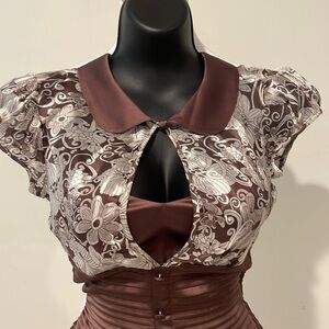 Y2K Puffed Sleeve Peter Pan Collar fitted Blouse